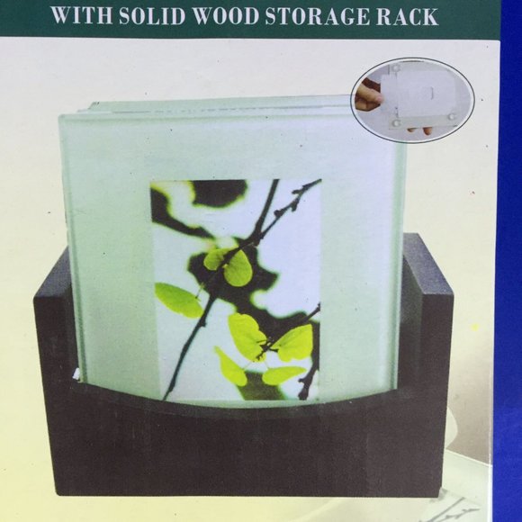 Beveled Glass Photo Frame Coasters 4 With Solid Wood Storage Rack 2" x 3" Photo - Picture 5 of 8